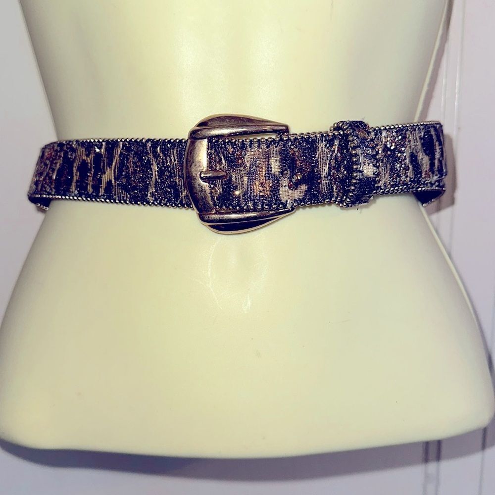 Vintage 80s/90s Absolutely Fresh animal‎ print & gold glitter belt- M/L
